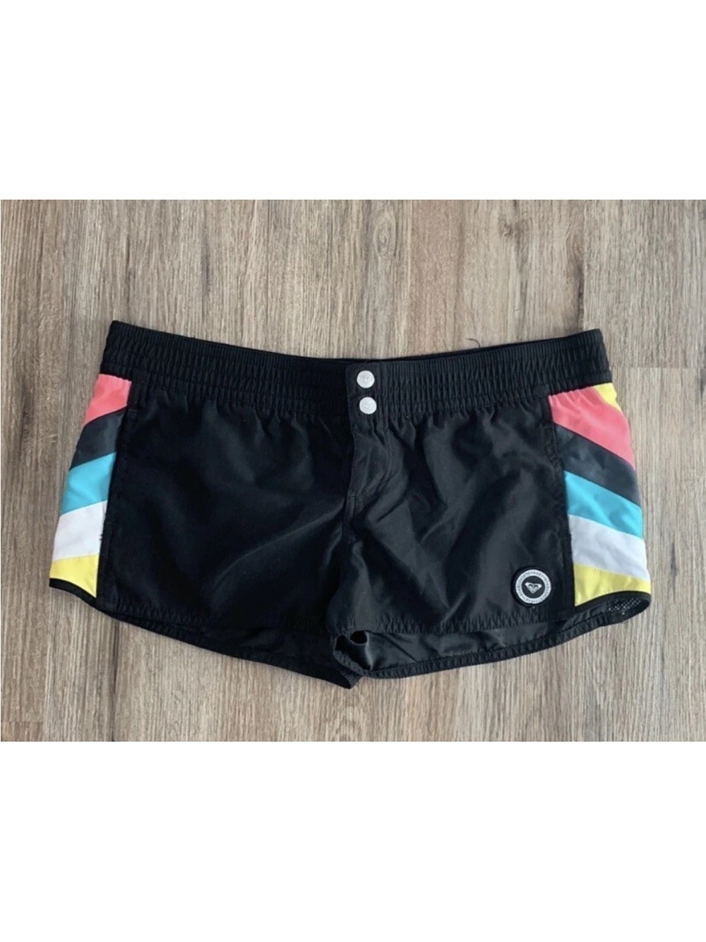 Roxy Black Swim Shorts with Colorblock Side Panels Size 7 Junior’s